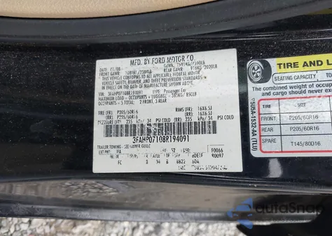 2008 Ford Fusion Se z USA, uszkodzony, nr VIN 3FAHP07108R194091